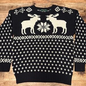 Embassy Row L Ugly Christmas Winter Sweater with Moose 100% Cotton (8)